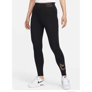 Nike Sportswear Womens Black Stardust Graphic Leggings DQ6802-010‎ Gold NWT